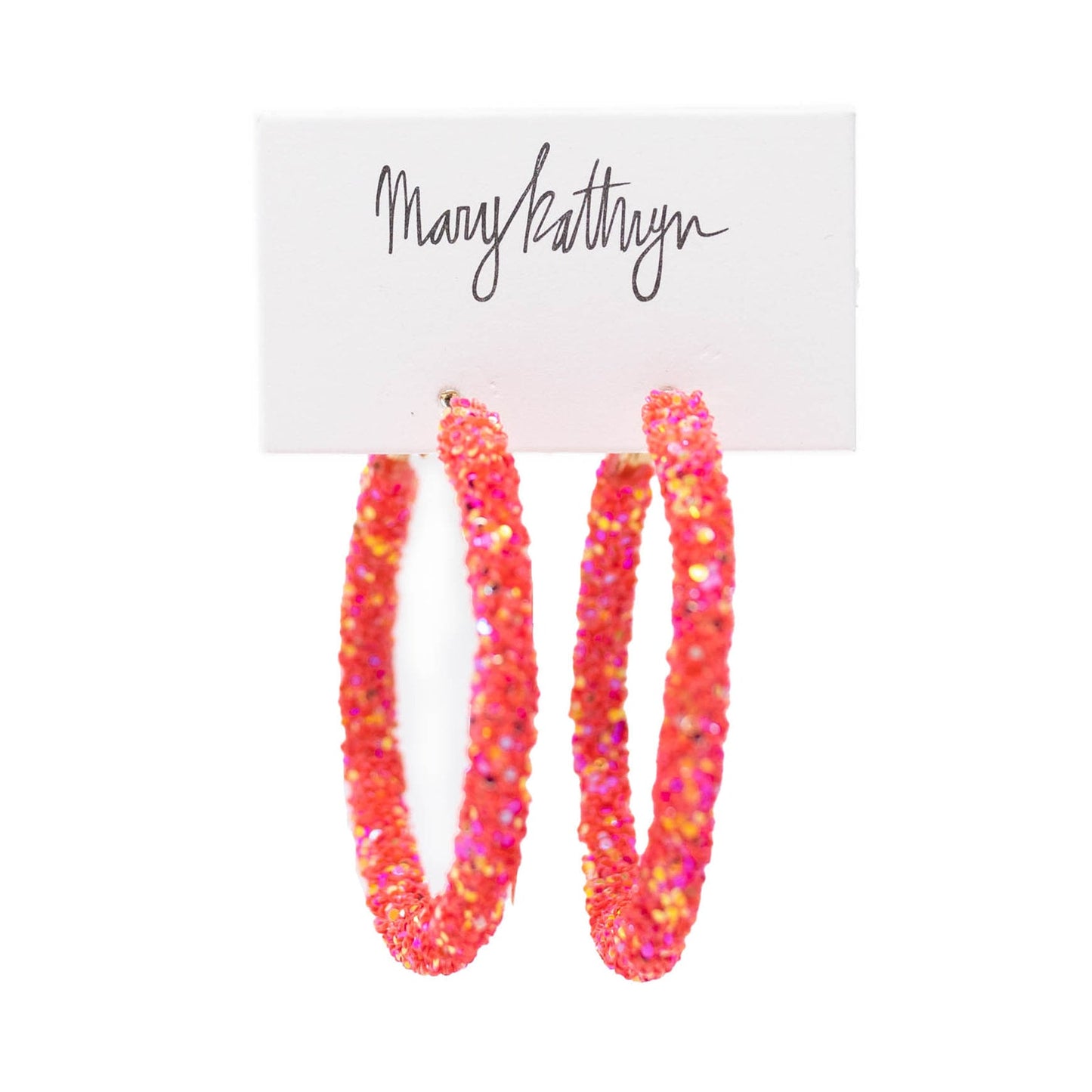 Coral Glitter Hoops
